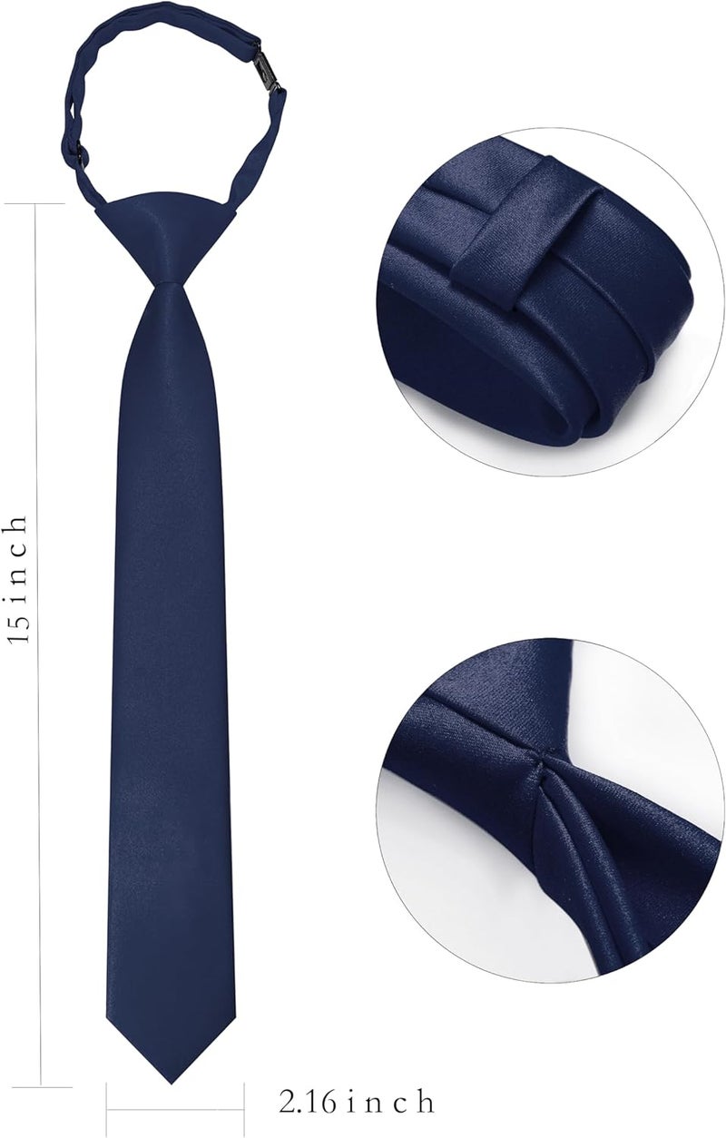 RBOCOTT Solid Color Satin Ties for Boys and Kids Pre-tied Adjustable Necktie for Age 8-12 Wedding and School Graduation - Image 1